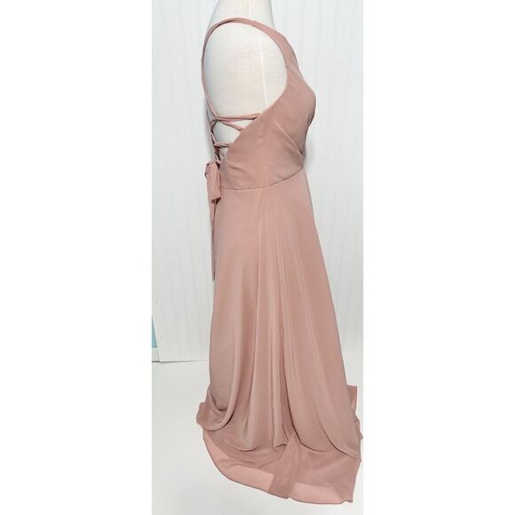 Sorella Vita Classic Lace-Up Back Chiffon Bridesmaid‎ Dress Gown Pink Size 12 - Picture 7 of 14
